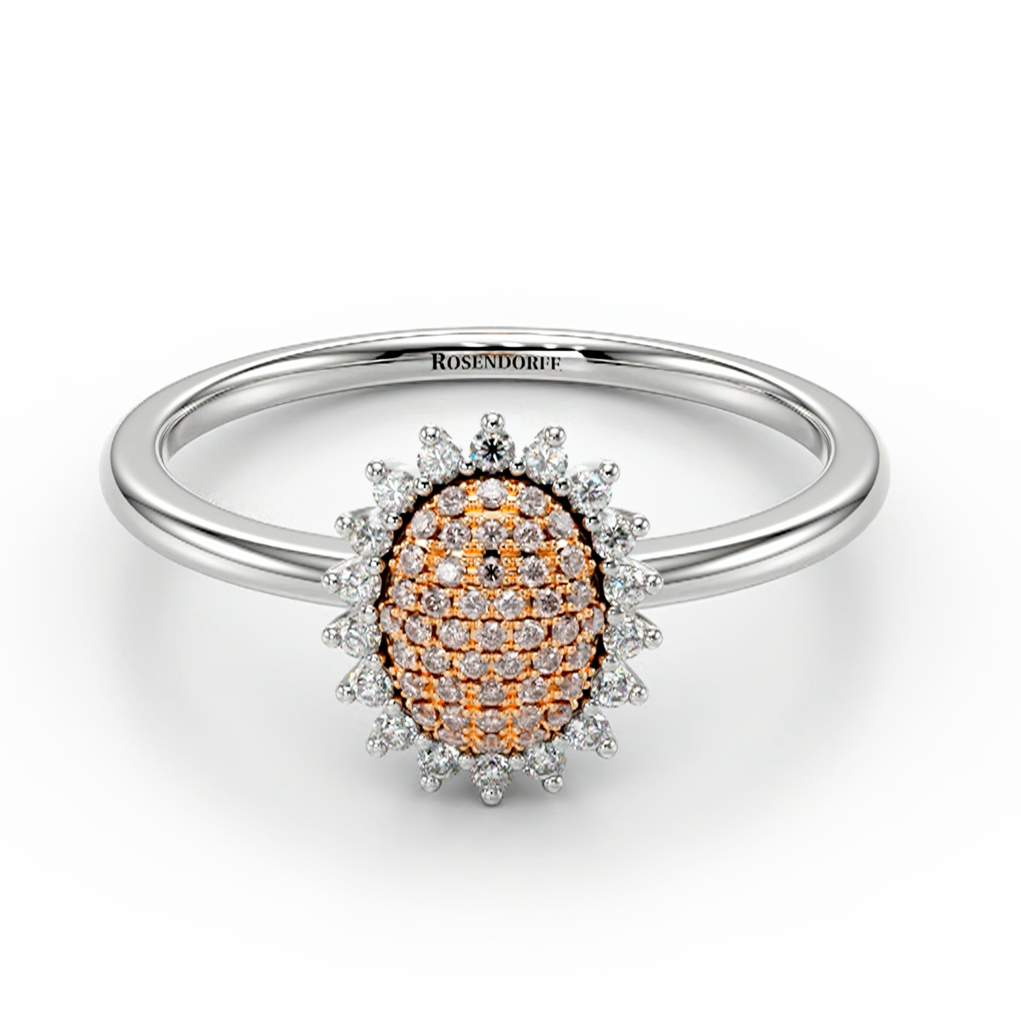 Eminence Pinks Sunflower Oval Pave Ring